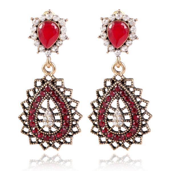 

ear-hole-earrings with bohemian, european and american retro creative earrings with crystal earrings, Golden
