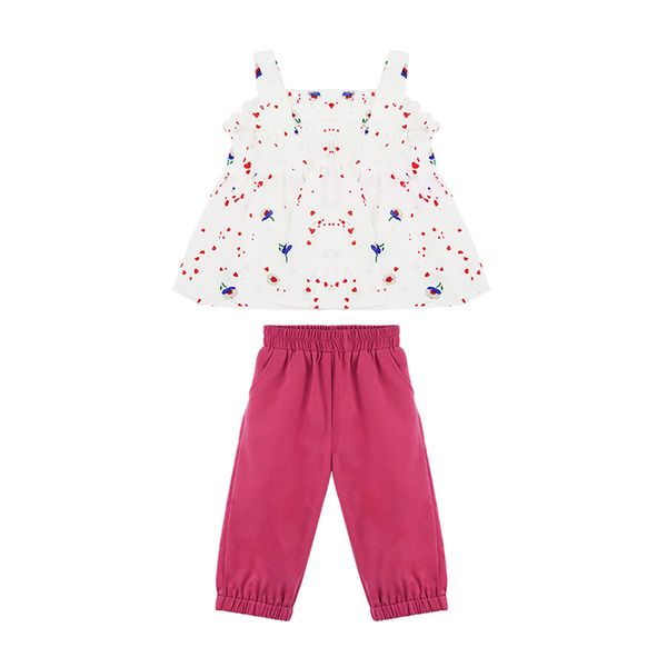 

clothing sets girls sweet summer bow casual set children's vest + five-point pants cute suits baby 2pcs, White