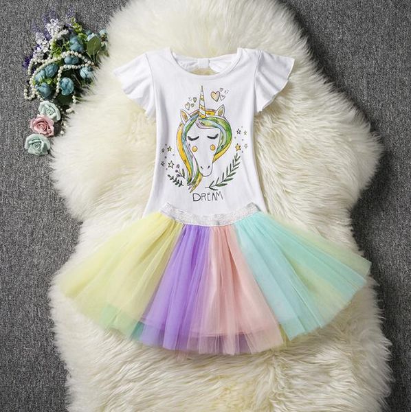 

4 styles 2019 baby girls unicorn rainbow skirts sets fashion cartoon +tutu skirts kids easter cosplay boutique clothing children clothes, White