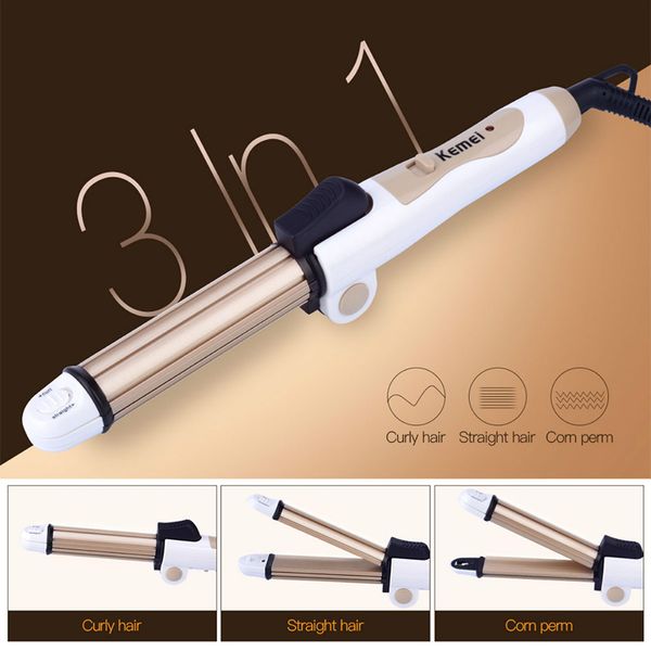 

professional 3in1 ceramic electric hair curler hair straightening irons big wave corn wand foldable crimper hair styler tools 50