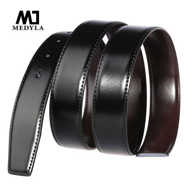 

3.5cm width genuine leather belt both sides can be used no buckle belts men leather belt no, Black;brown