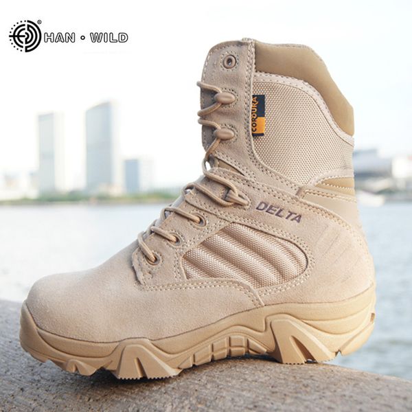 

winter autumn men military boots quality special force tactical desert combat ankle boats army work shoes leather snow boots y200506, Black