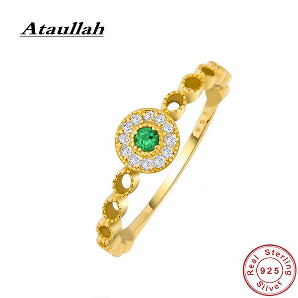 

ataullah emerald rings 925 silver gemstone ring 18k gold plated inlaid with 3a zircon fine jewelry for woman gift rw109, Golden;silver