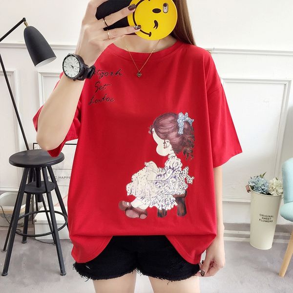 

200 jin large size women's clothing 300 jin plus t-shirt fat fat sister loose short-sleeved women's t-shirt summer, White