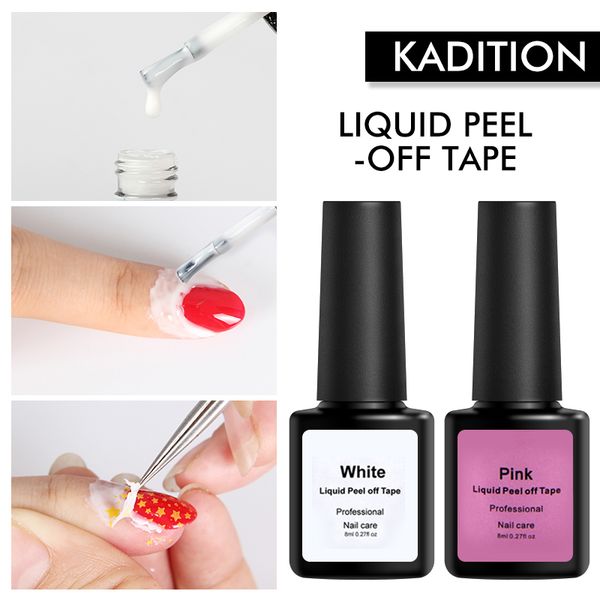 

gel white peel off nails peel off latex manicure easy clean base coat care primer gel liquid nail art tape varnish, Red;pink