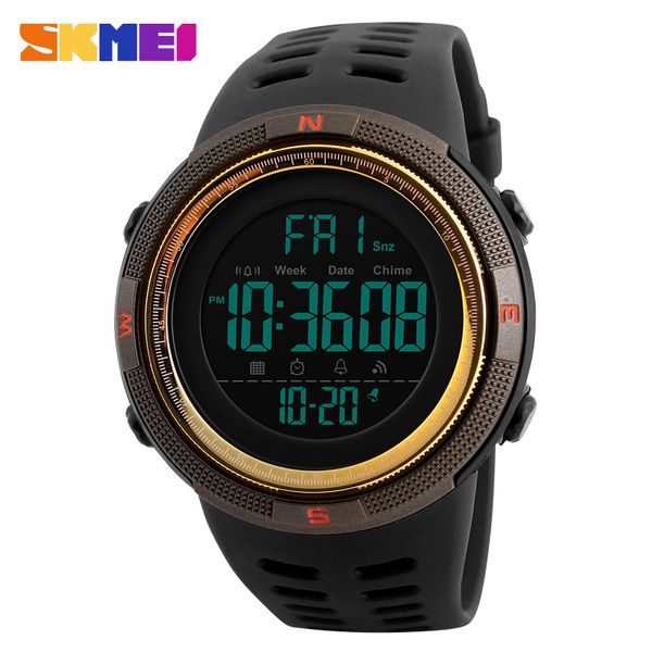 

brand watch men waterproof outdoor digit sports watches male el backlight electronic watch wrist clock men relogio digital skmei, Slivery;brown