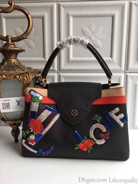 

2019 m42925 real calfskin black fashion v shaped shoulder bags hobo handbags handles boston cross body messenger shoulder bags