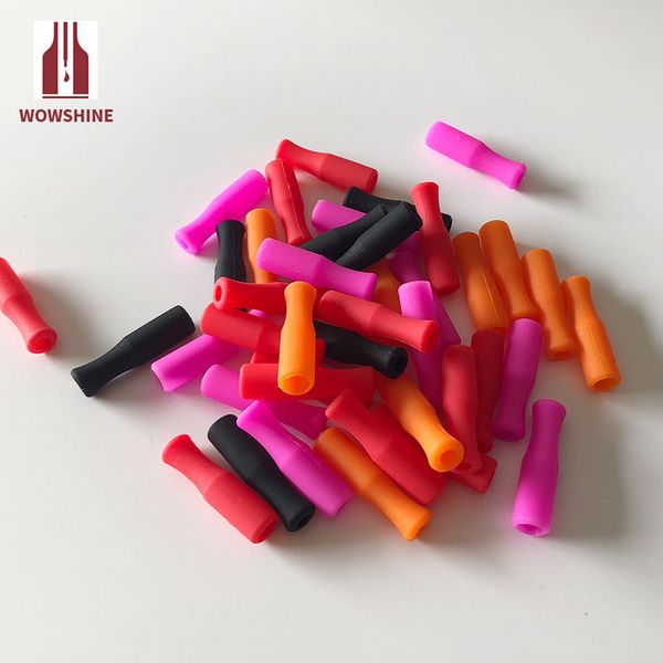 

wowshine new 100pcs silicone sleeve stainless steel straw mouth protector for 6mm diameter straws