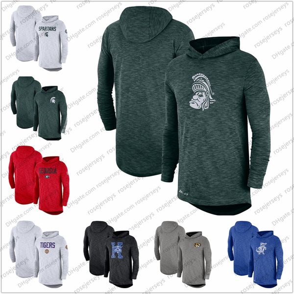 

men's ncaa michigan state spartans 2019 sideline long sleeve hooded performance white green size s-3xl, Blue;black
