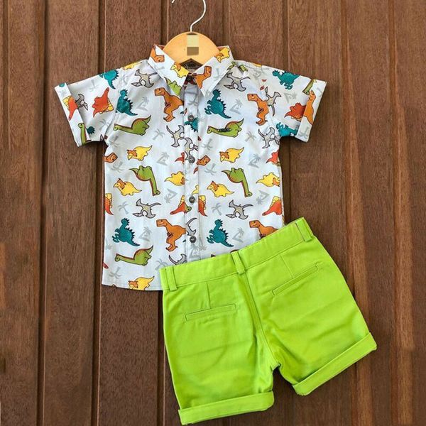 

toddler kids baby boys summer outfits t-shirt +pants suit 2pcs clothes set, White
