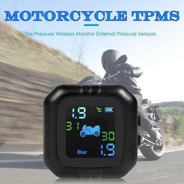 

wireless motorcycle tire temp pressure monitoring system universal tire pressure detector tpms tyre + 2 sensor waterproof