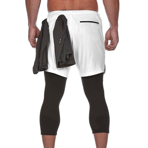 

men's casual shorts summer breathable sport shorts gym training bodybuilding running double layer clothes new breathable male, Black