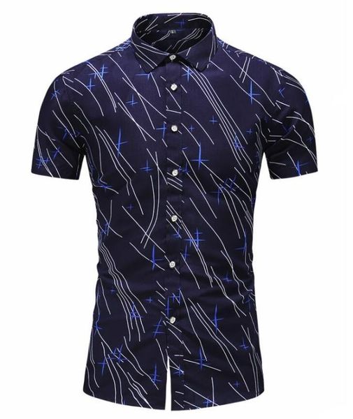 

jaycosin men's print button turn-down collar slim fit short sleeve shirt 2020 summer blouse shirt casual slim fit mar, White;black