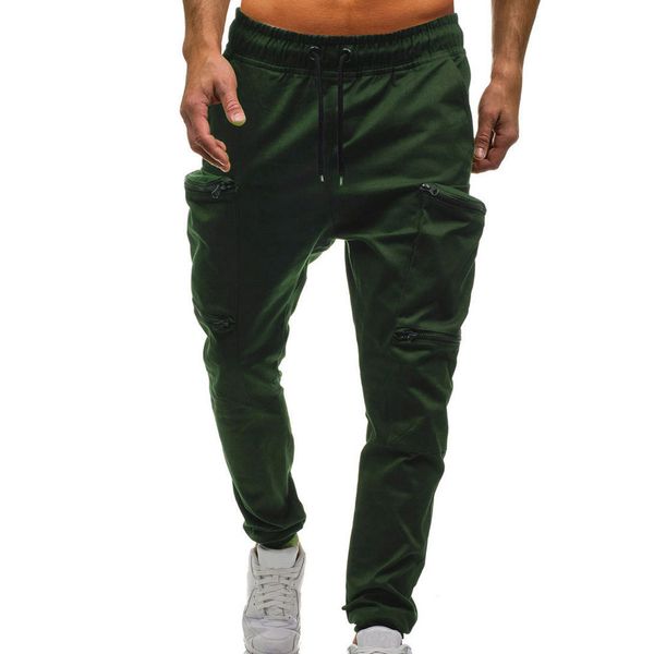 

men's drawstring classic joggers soft and comfortable pants zipper pockets sport sweat pants l50/0205, Black