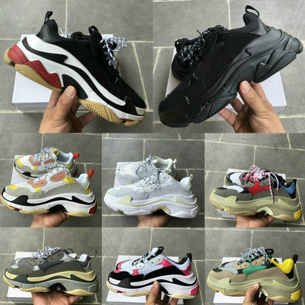 

new paris triple-s white black mens shoes black pink cream yellow red womens fashion casual shoes sneakers va99