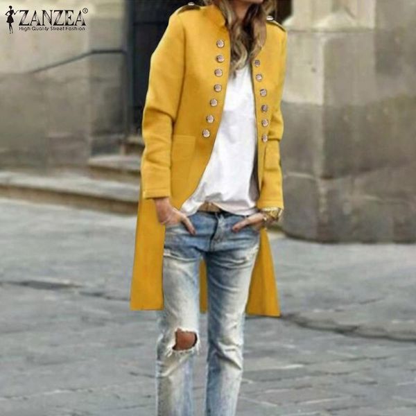 

zanzea women long coats 2020 spring long sleeve pockets cool jackets solid loose outwear chaqueta mujer casaco female jackets, Black;brown