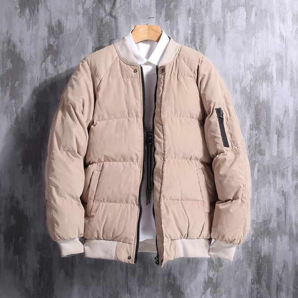 

sagace winter jacket men 2019 fashion round collar long sleeve parka jacket male solid color thick warm winter parkas coats, Black