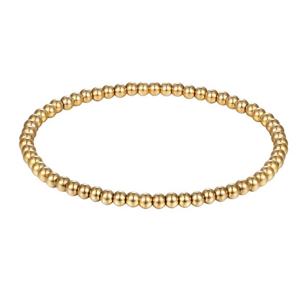 

new fashion style men women wide 4mm and 6mm stretchable bead bracelets stainless steel two sizes jewelry wholesale, Black