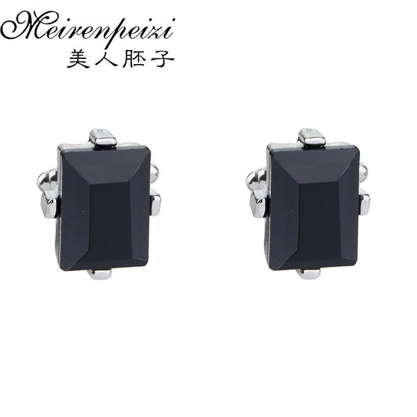 

new simple black rectangle cuff link mens shirt cufflinks cuff button valentine's day gifts for men wedding business, Silver;golden