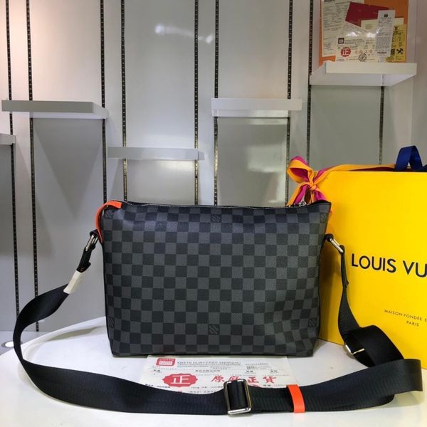 

2019 brand fashion bags men contrast plaid canvas handbag messenger bag men casual handbag crossbody bag handbags purses for men 0r-7, Black