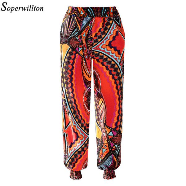 

women summer harem pants cotton print vintage beach 2019 elastic waist thin trousers female ankle-length loose boho spring a54, Black;white