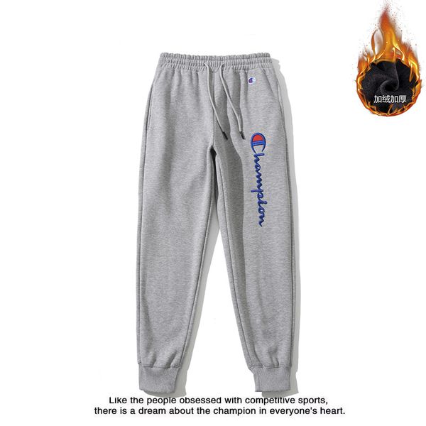 

champions designer mens pants classic luxury casual trousers cotton plus velvet thick black grey casual sweatpants selling