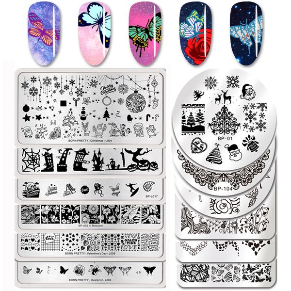 

born pretty stamping plate stainless steel nail art template flower leaf love pattern printing plate stencil for stamping gel, White