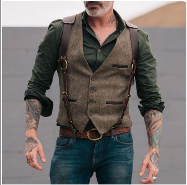 

men suit vest for wedding party vintage slim fit gentleman business waistcoat groomsmen casual single breasted suit waistcoats, Black;white