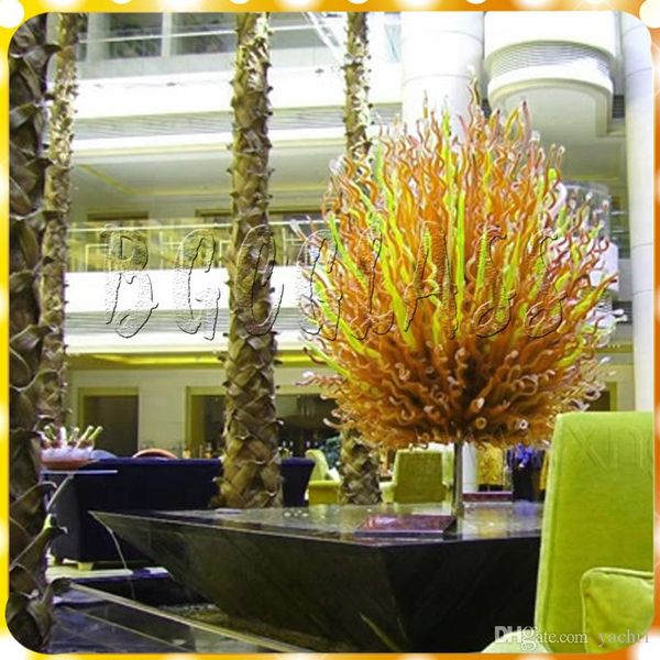 

customer made chihuly style 100% hand blown murano glass chandelier lamps in green and yellow color urban design for table design
