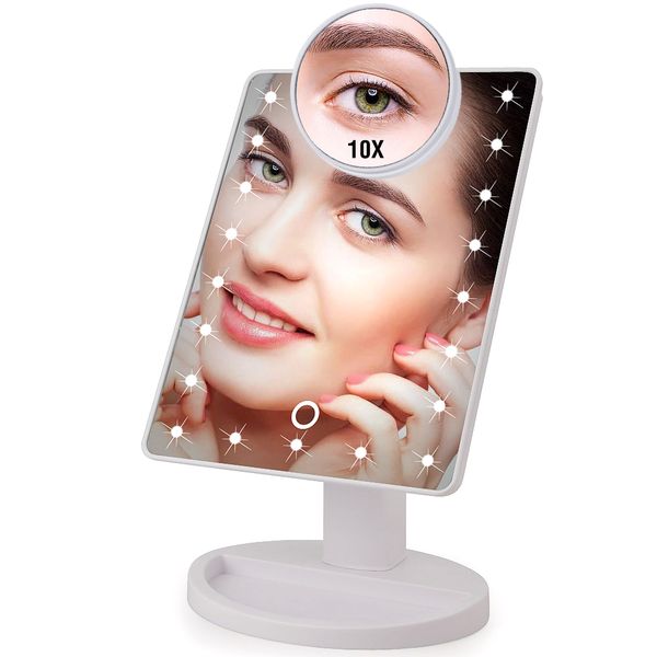 

22 led lights touch screen makeup mirror 1x 10x table deskcounterbright adjustable usb cable or batteries use drop ship