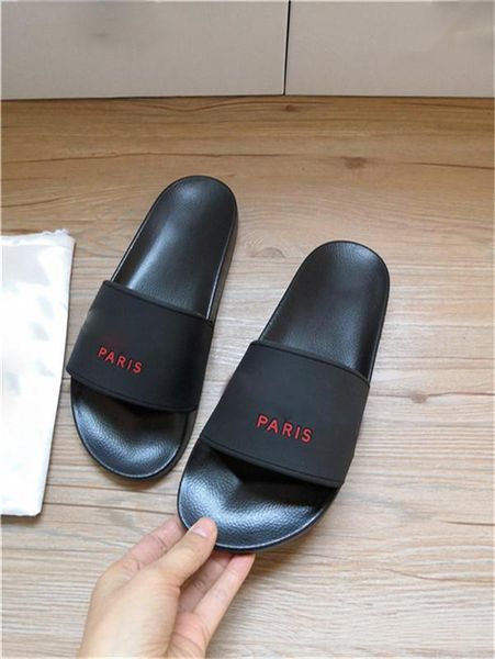 

paris luxury designer sliders mens womens summer sandals beach slippers ladies flip flops flat shoes black white blue slides slippers
