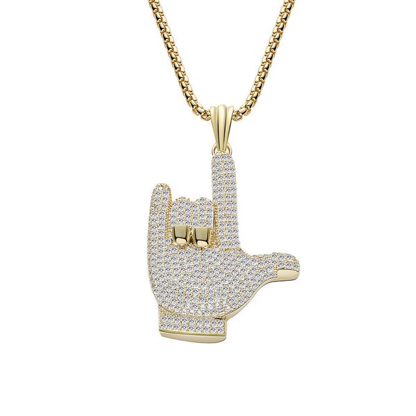 

hip-hop necklace gesture nightclub street trend necklace pendeloque cut finger male rap necklace, Silver
