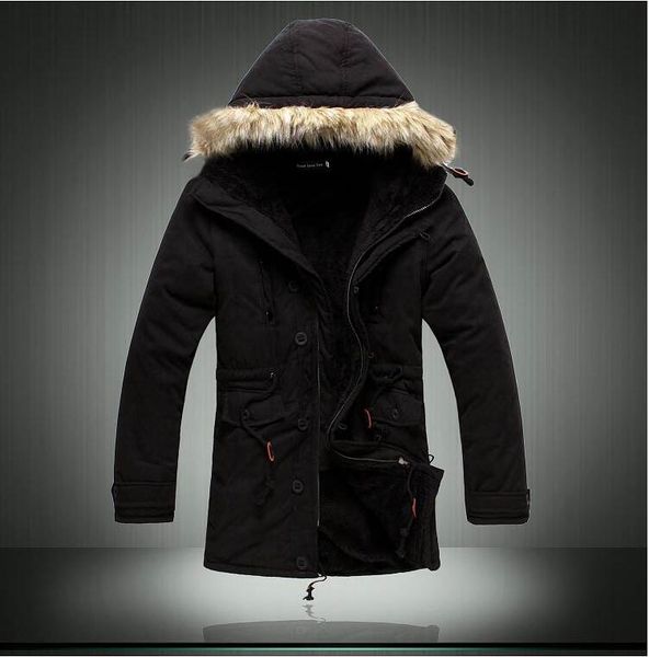 

2019 new men korean version casual cotton parka solid color tide male coat outdoor sport warm army green parka thicken long jacket, Black