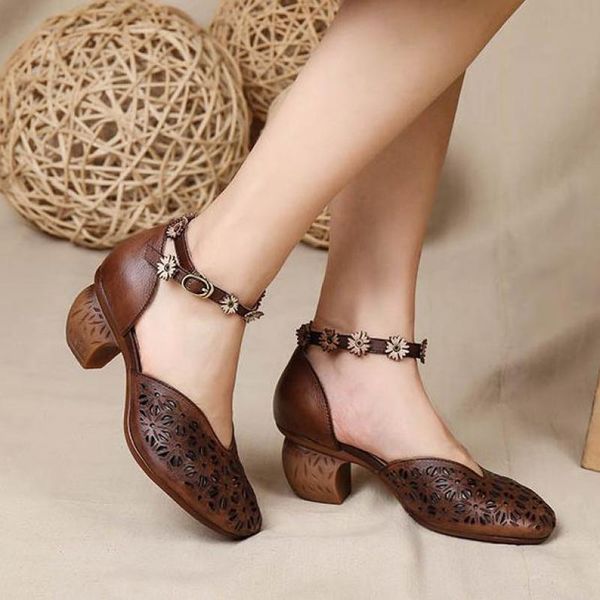 

johnature women shoes genuine leather retro women sandals 2020 new summer buckle strap sewing casual handmade ladies sandals, Black