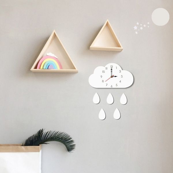 

nordic cloud raindrop shaped wall clock kids room decor baby gender neutral wall clock nursery baby gift
