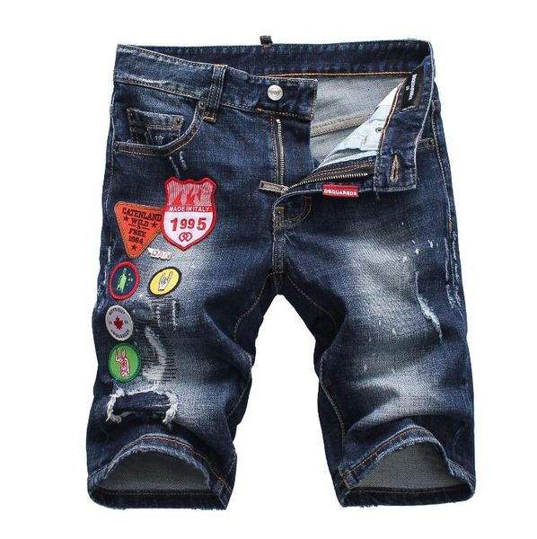 

new 2019 men denim tearing shorts jeans night club blue cotton fashion tight summer men's pants a7922