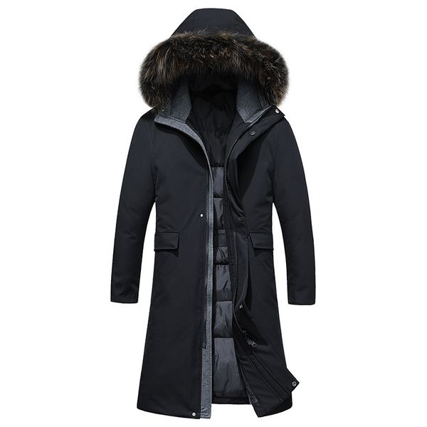 

2019 new long real fur collar doudoune hiver homme, Black