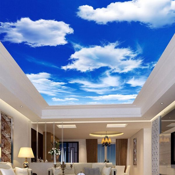 Custom Wall Mural Large Wall Painting Blue Sky And White Clouds Ceiling Wallpaper Murals Living Room Bedroom Ceiling Mural Decor Images Of Wallpapers