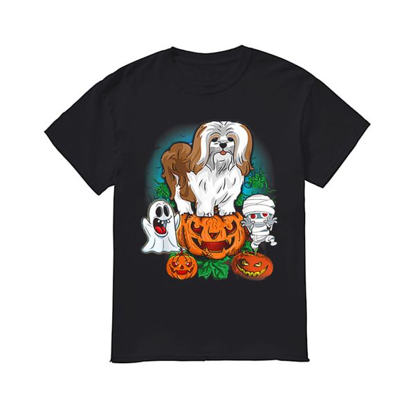 

lhasa apso halloween shirt, White;black