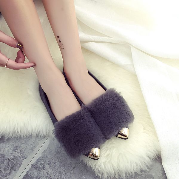 

pzmycs pointed toe flat shoes female winter loafers winter shallow mouth low help flat students black slip on shoes for women