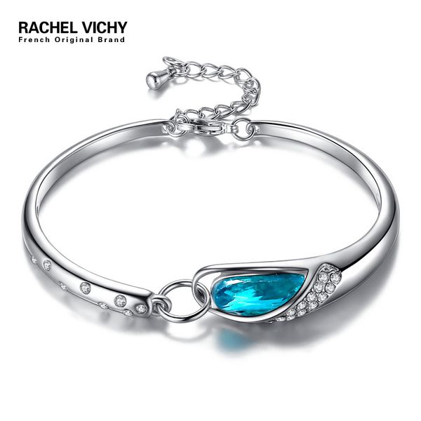 

rachel vichy angel wings bracelet adjustable woman wedding jewelry gifts blue zircon bangles silver color crystal wholesale b24, Golden;silver