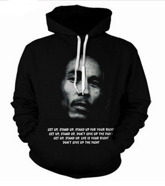 

new fashion sweatshirt men / women 3d hoodies print bob marley slim stylish hooded hoodies lms04, Black