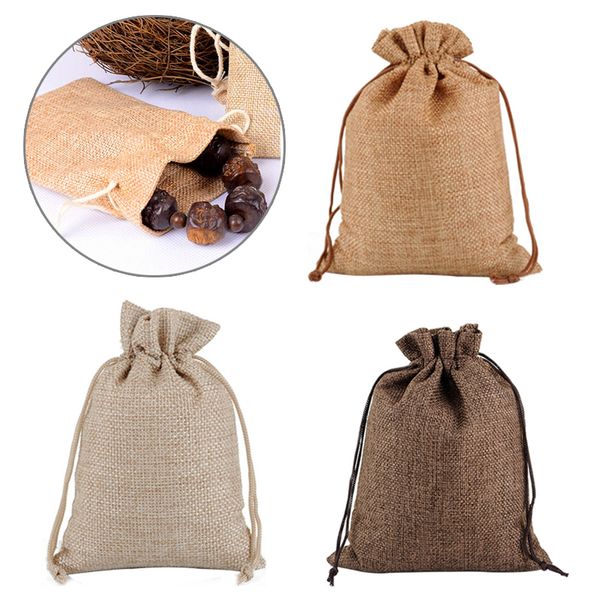 

new 25pcs birthday linen jute drawstring gift bags sacks wrap gift pouch wedding christmas bag