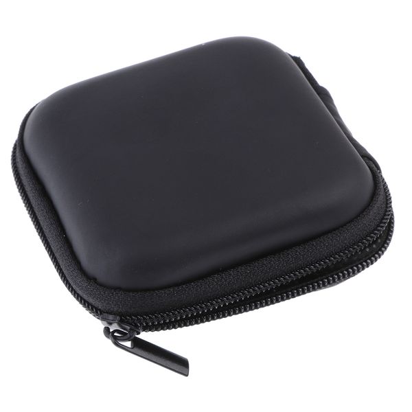 

pu leather zip up water resistant headset bag pouch data cable line lead black