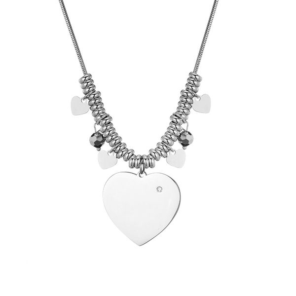 

2019 trendy stainless steel statement choker female jewelry party gifts charm silver rhinstone love heart pendant necklace women