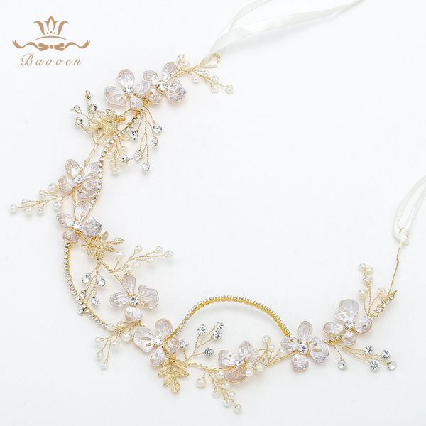 

european handmade leaf wedding hair accessories bride pearls headbands fashion gold bridal tiaras headpiece for bride, White;golden