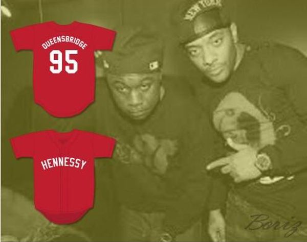 

mens queensbridge 95 hennessy red baseball jersey white black queensbridge wholesale 100% stitched jerseys ing
