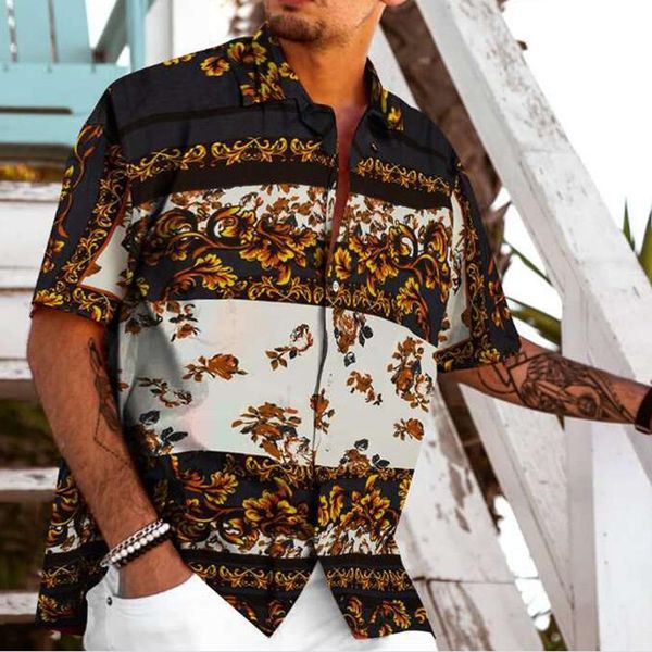 

MarchWind Summer Men Shirts Short Sleeve Printed Colorful Casual Blouse Hawaiian Shirt Male Tops Summer Geometric Plus Size Shirts Camisa