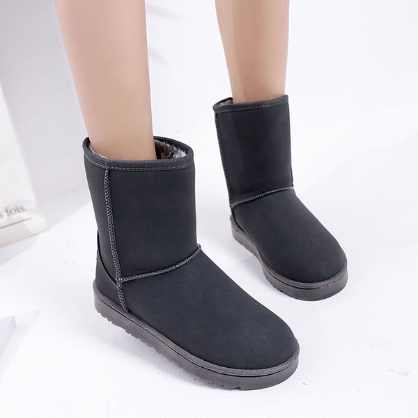 

lace up boots booties ladies low heels booties australia shoes round toe bootee woman 2019 winter women snow rubber lolita mid, Black