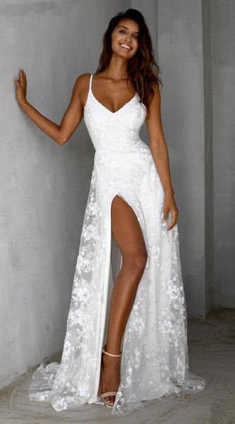 

summer women spaghetti strap backless v-neck slit maxi dresses mesh lace trailing skirt formal banquet long dress vestidos, Black;gray